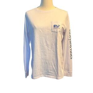 Vineyard Vine Whale Print White Long Sleeve. Size Small